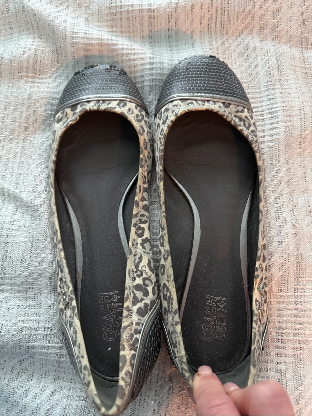 Coach Leopard-Print Ballet Flats in Black and Tan